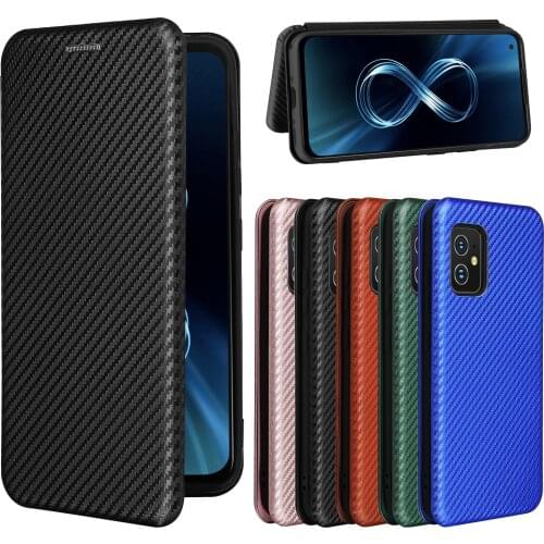 Zenfone 7 Pro Carbon Fiber Flip Leather Case For Asus Zenfone 7 ZS670KS 7 Pro ZS671KS Card Holder Magnetic Case Coque Fundas