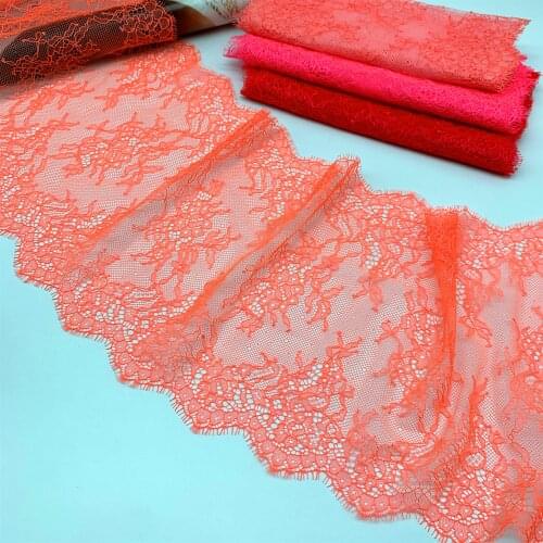 3meter/lot width 22.50cm Non Elastic lace fabric embroidery summer peach with orange lingerie lace trimming garment DIY material