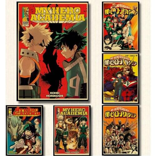My Hero Academia poster brown kraft paper print wall art painting vintage style anime retro poster wall sticker