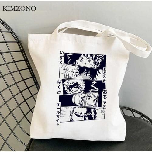 My Hero Academia Todoroki Bakugou shopping bag bolso jute bag tote cotton shopper bag fabric bolsa compra reusable ecobag grab