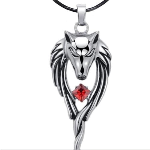 Fashion Rhinestone Titanium Steel Pendant Punk Wolf Head Totem Men Necklace Sweet fashion gift for girlfriend