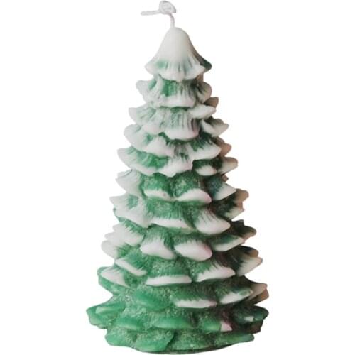 E9LA 3D Christmas Tree Candle Mold Silicone Clay Soap Mould DIY Chocolate Fondant Cake Decoration
