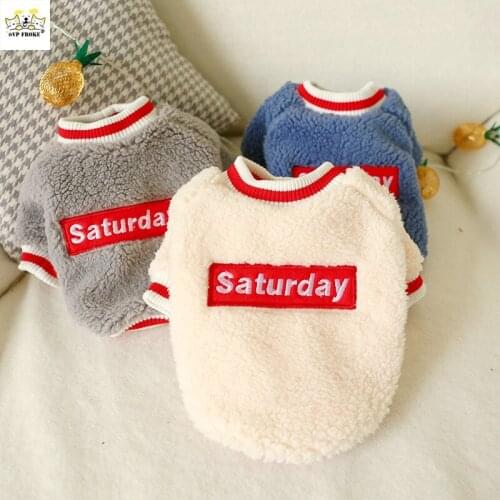 Pet Autumn And Winter New Dog Clothing English Standard Teddy Bichon Plush Crew Neck Sweater Small Dog Warm Fleece
