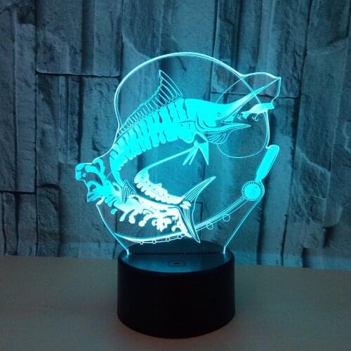 New Fishing 3d Night Light Carp Remote Control Touch Switch 7 color Touch Table Lamp Lovely cartoon childrens toys Table Lamps