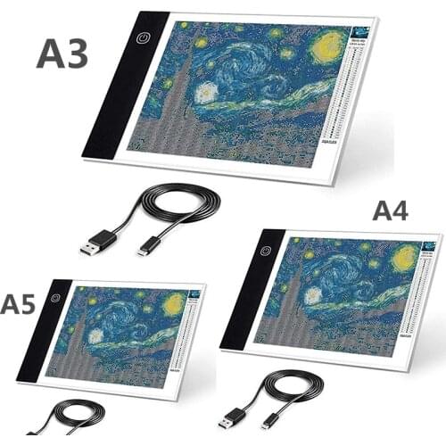 A3/A4/A5 Size Drawing Tablet Led Light Pad Tablet Diamond Painting Eye Protection Bright Copy Board Diamond Embroidery art