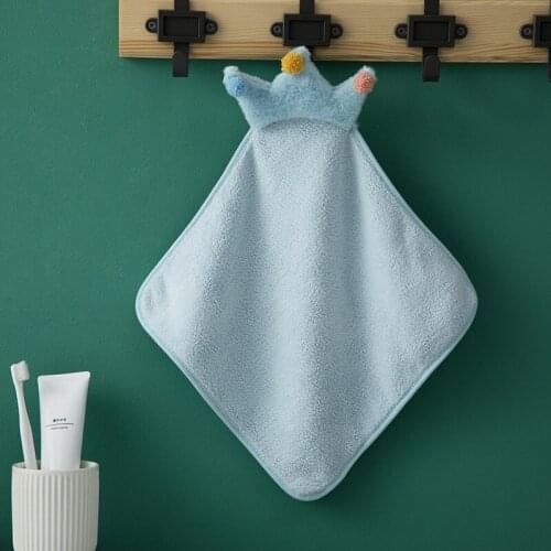 Stall Crown Hand Towel Coral Velvet Hanging Home Daily Use Soft Water Absorbent Wipe Hand Cleaning Cloth