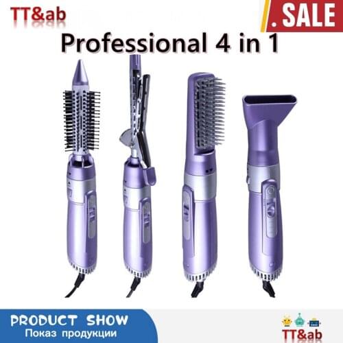Professional 4 in 1 Multifunction Hair Dryer Curler Curling Straightener Comb Iron Brush Electric Styling Tools