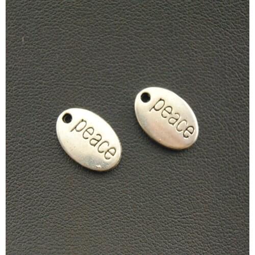 10 pcs Silver Color Peace Letter Charms Bracelet Necklace Jewelry Making Handmade A1082