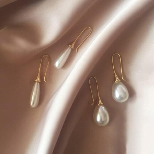 SRCOI Elegant Simple Faux Pearl Waterdrop Dangle Earrings Geometric Simulated Pearl Charm Pendant Wedding Lady Party Jewelry New