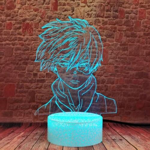 Shoto Cartoon Manga Model 3D Illusion LED Nightlight Colorful Changing Light My Hero Academia Anime action & toy figures