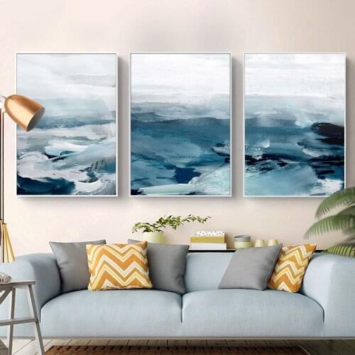 Nordic poster Abstract ocean landscape wall art oil painting minimalist printing living room home decoration painting