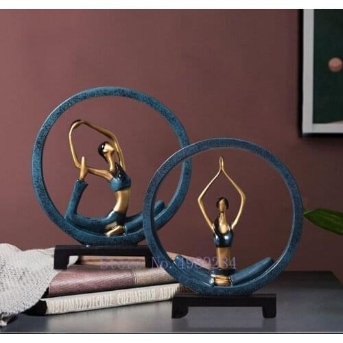 Modern Resin Abstract Character Sculpture Woman Yoga Modern Home Desktop Crafts Furnishings Decoration Figurines Accessories