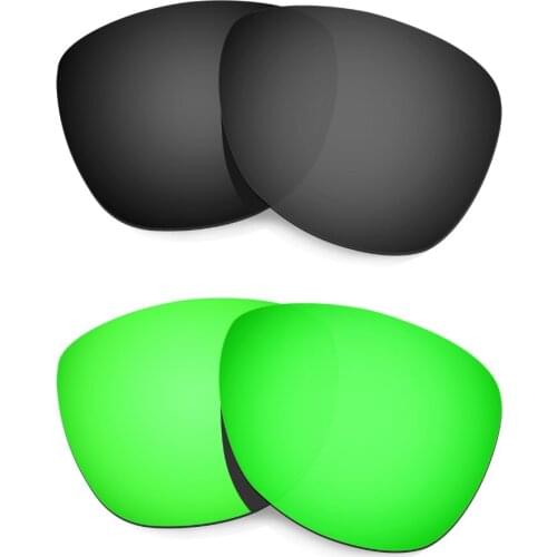 HKUCO For Frogskins Sunglasses Polarized Replacement Lenses Black/Emerald Green 2 Pairs 100% UVA & UVB Protection