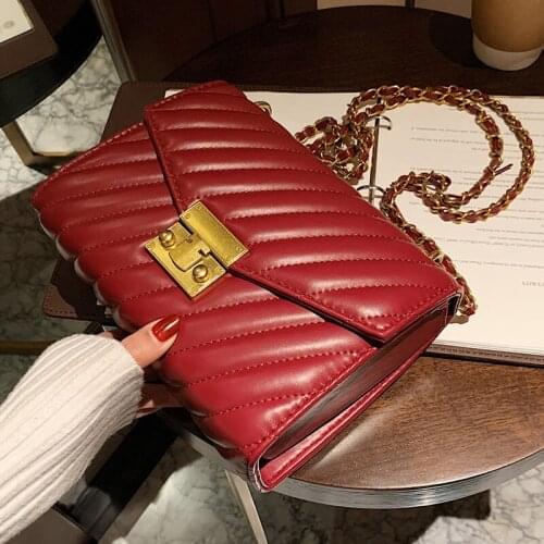 Lattice Square PU Leather Crossbody Bags For Women 2021 Fashion New Womens Designer Handbags Lock Chain Shoulder Messenger Bags