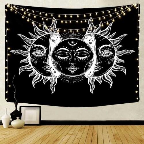 Tarot Mandala Galaxy Psychedelic tapestry Wall Hanging Sun and Moon Hands Space Pattern Wall Rug Home Decor Tapestries Blankets