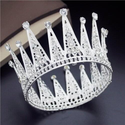 Baroque Full Circle Wedding Crown Bridal Tiaras Wedding Hair Jewelry Pageant Headdress Party Cake Ornaments Bride Diadem