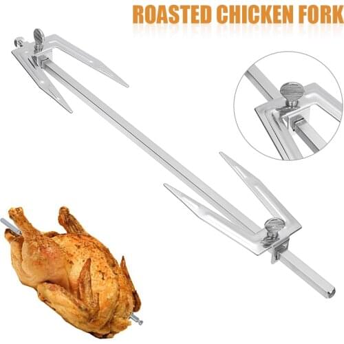 Grilled Fork Oven Air Fryer Roasting Barbecue Stainless Steel Grilled Chicken Spin Fork Barbecue Tool Accessories Durable