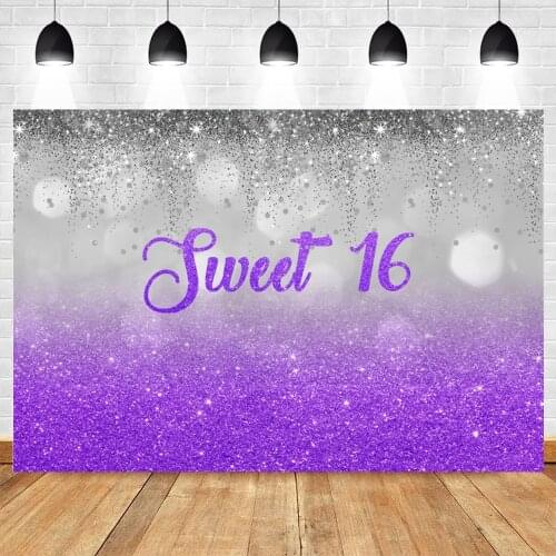 Purple Silver Woman Girl Princess 16th Birthday Photography Backdrop Custom Vinyl Photographic Background Photozone Photophone