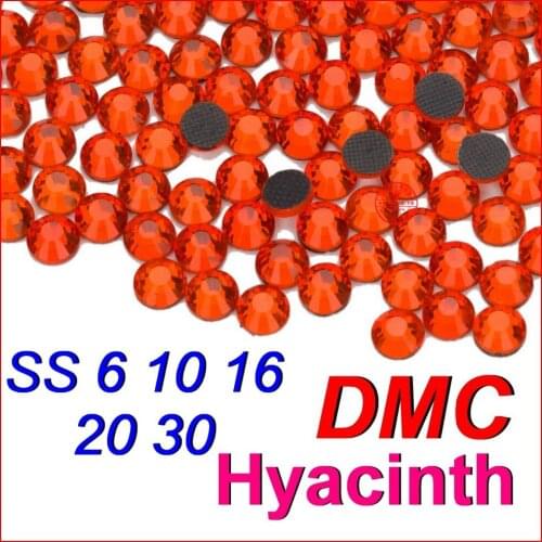 Top Grade Quality ! SS6 10 16 20 30 Orange Hyacinth Crystal DMC Flatback Hot Fix Rhinestone Jewelry Women Jewelry DIY Clothes