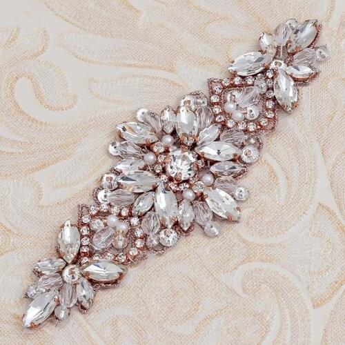 2pcs) Bridal Rhinestones Magnifcent Appliques For Wedding Belt Crystal Sew On For Wedding decorationYS994