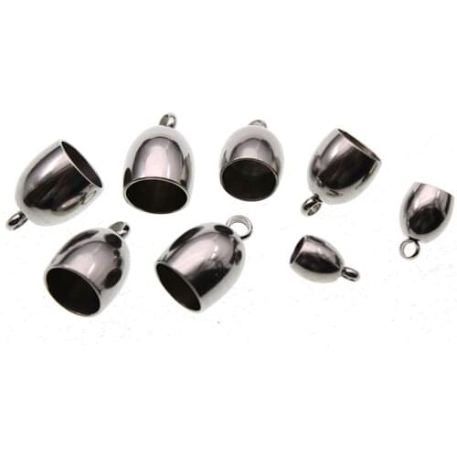 10pcs 4 5 6 7 8 mm Hole Stainless Steel End Caps Tassel Leather Cord End Crimp Caps for Bracelet Connectors for Jewelry Making