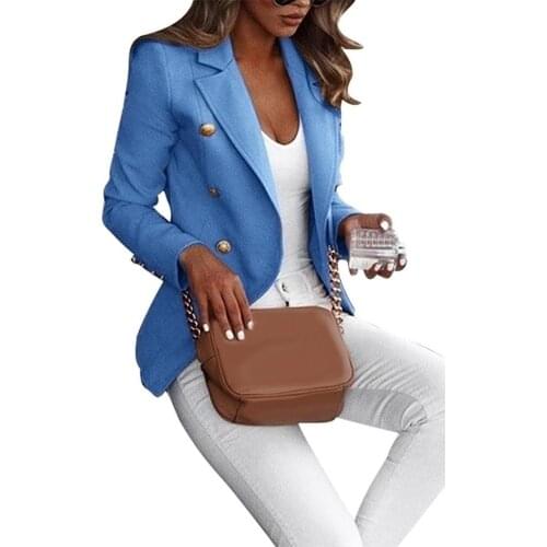 50%HOT Plus Size Women Solid Color Lapel Button Blazer Long Sleeve Suit Jacket Coat