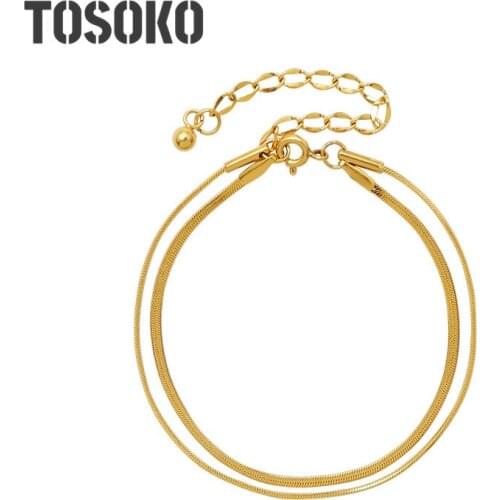 TOSOKO Stainless Steel Jewelry Double Blade Chain Bracelet Womens Fashion Bracelet BSE208