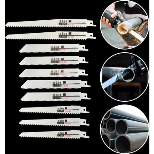 10PCS Reciprocating Saw Blade Assorted Jigsaw Blade For Plastic Wood PE PVC pipe Bamboo Bone Frozen meat Cutting Tools