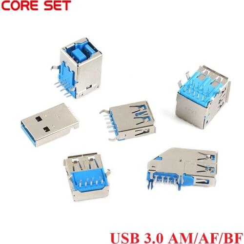 10PCS USB 3.0 Connector AM Sink Male Connector AF BF 90° 180° Vertical Female Connector High-speed USB-A USB-B Interface Socket