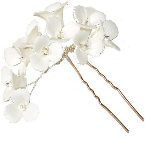 3D White Flower Hairpin U Shaped Hair Pins Clips Cute Vintage Headdress Hanfu Clothing Accessories LXH