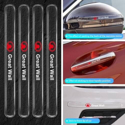 4pcs Car Door Handle Anti-Collision Sticker For Great Wall Hover H3 H5 M4 Poer Pao Voleex C30 Wingle 5 Florid Car Accessories