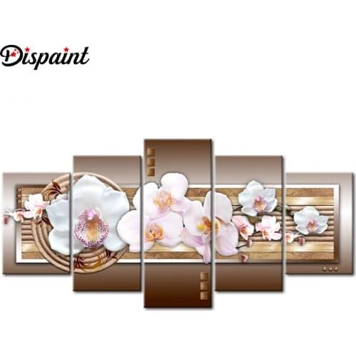 Dispaint 5pcs Full Square/Round Drill 5D DIY Diamond Painting "Flower orchid" Multi-picture Combination Embroidery 5D Decor