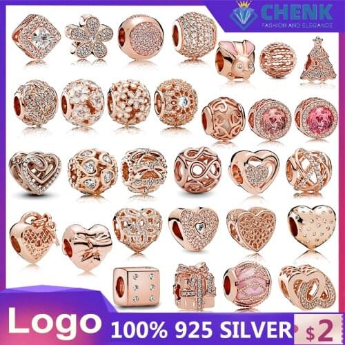 781269C01 925 Sterling Silver Charm 788679C00 Rose Beaded Openwork Chinese Factory Original Wholesale Charms for Jewelry Making