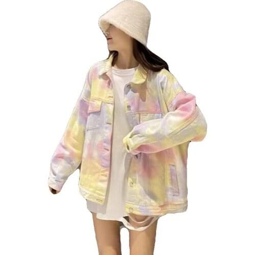 #9150 Single Breasted Denim Jackets For Woman Plus Size Spring Autumn Loose Jean Jacket Coat Ladies Vintage Top Streetwear