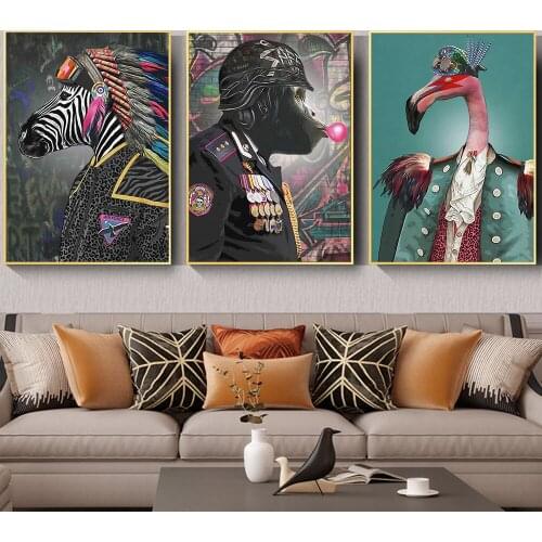 Abstract Canvas Wall Art Painting Animal Zebra Orangutan and Flamingo Color Photo Home Living Room Corridor Decor Posters Prints