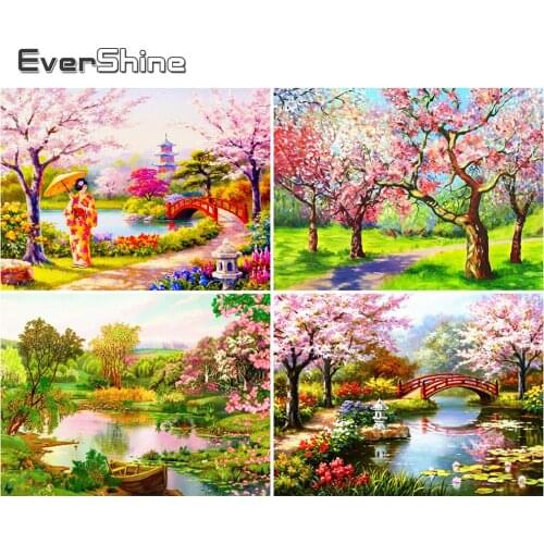 EverShine Diamond Painting Garden 5D DIY Full Drill Square Diamond Embroidery Landscape Mosaic Cross Stitch Kits Handmade Hobby
