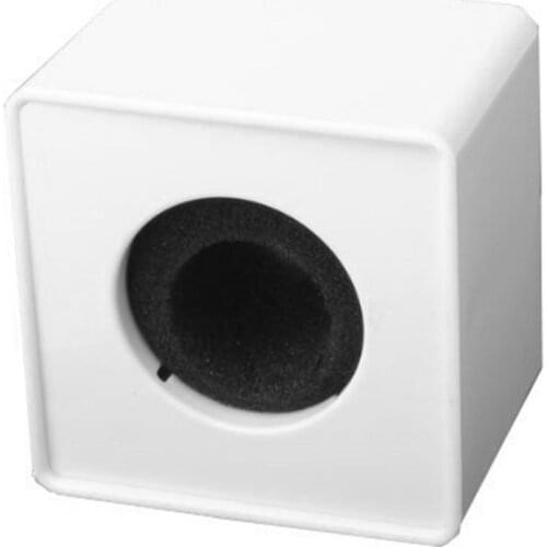 White ABS Mic Microphone Interview Square Cube Logo Flag Station/ABS microphone sticker