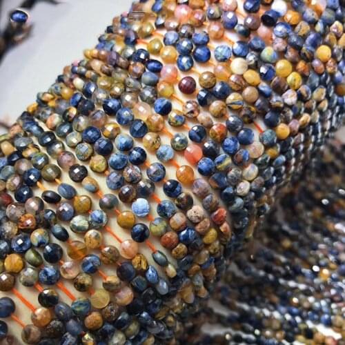 AAAA LOOSE BEADS Pietersite coin faceted 2*4mm Wholesale for DIY jewelry necklace 36cm