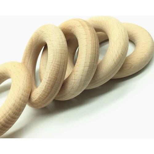 Teeny Beads 20PCS 40 MM Beech Wood Ring, Organic Wooden Ring Montessori Infant Baby Teething Accessories Baby Teething