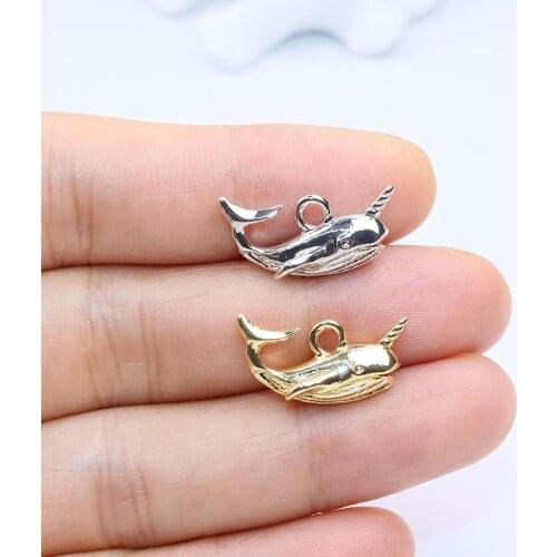 Eruifa 20pcs 20mm Beautiful 3D Whale Zinc Alloy Jewelry DIY Charms Pendant Women Girl Necklace, Earring Bracelet 2 Colors