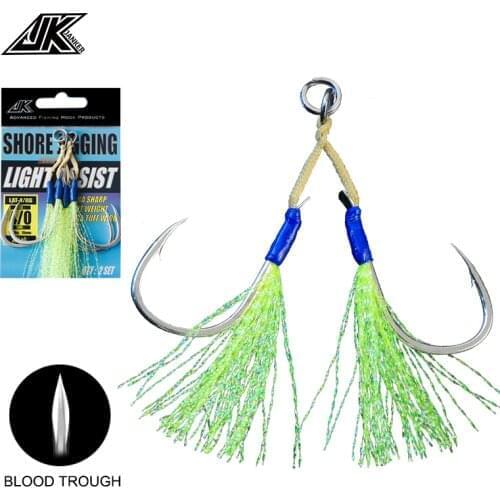 JK 1/0.2/0.3/0.4/0 Jigging Hook Assist Wear Kevlar Lines Seawater Boat High Carbon Steel Fishhooks 8060 Sea Fishing Hooks