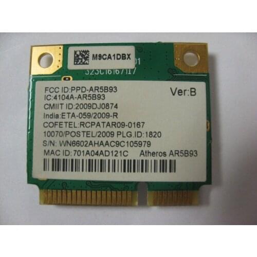 Wireless Adapter Card for Atheros AR5B93 MINI PCI-E WiFi Card 300M 802.11b/g/n 300Mbps Network Wlan for dell asus acer