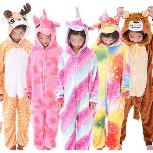 Boys Girls Unicorn onesies Kigurumi Pajamas Cartoon Animal Licorne Onesie Boy Halloween Costume Pyjamas Kids Baby Clothes