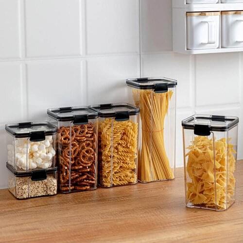 700/1300/1800ML Food Storage Container Plastic Kitchen Refrigerator Noodle Box Multigrain Storage Tank Transparent Sealed Cans