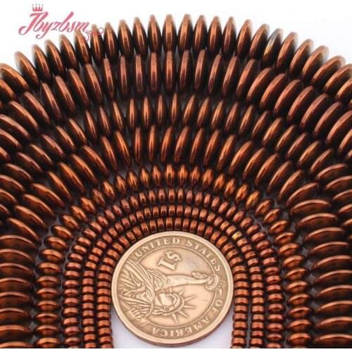 Heishi Rondelle Disc Beads (No Magnetic) Coffee Brown Hematite Stone Spacer Beads for DIY Jewelry Making Necklace Bracelet 15"