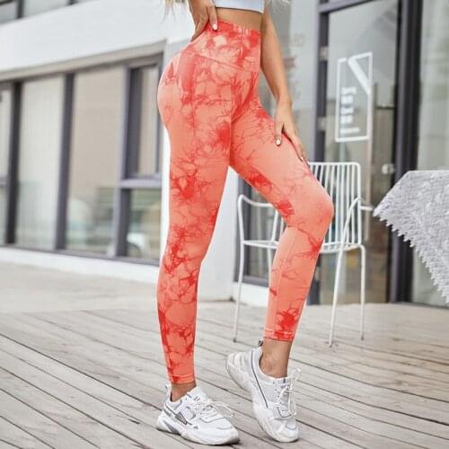 Hot Selling Tie-dyed High-waist Fitness Yoga Pants Peach Hips Sports Leggings Quick Drying Running Cropped Pants