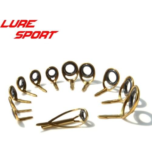 LureSport 12pcs KT Guide MN Top Guide set Gold Steel frame sic ring rod guide Rod Building component Repair DIY Accessory