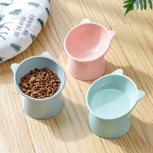 M68E 45 Degrees Tilted Cats Dogs Bowl Food Feeding Container Non-slip Base Pet Feeder