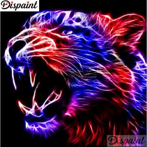 Dispaint Full Square/Round Drill 5D DIY Diamond Painting "Color tiger" Embroidery Cross Stitch 3D Home Decor A11092