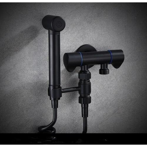 Hand held Toilet Bidet Sprayer set Kit Solid Brass Black Hand Bidet faucet for Bathroom hand sprayer shower head